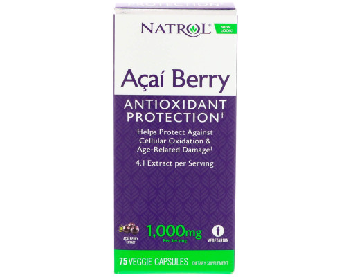 Асаи (супер), AcaiBerry, Natrol, 1000 мг, 75 капсул