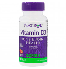 Витамин D3, Vitamin D3, Natrol, клубника, 2000 МЕ, 90 таблеток