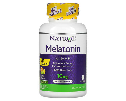 Мелатонин, цитрусовый пунш, Melatonin, Natrol, 10 мг, 100 таблеток