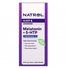 Мелатонин + 5 НТР, Melatonin + 5-HTP, Natrol, улучшенный сон, 60 таблеток