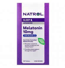 Мелатонин, Melatonin Advanced Sleep, Natrol, медленное высвобождение, 10 мг, 100 таблеток