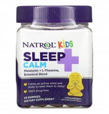 Поддержка сна для детей с 4 лет, Sleep + Calm, Natrol, вкус клубники, 60 жевательных конфет