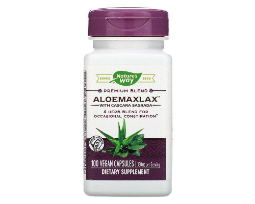 Каскара саграда с алоэ, AloeMaxLax, Nature's Way, 360 мг, 100 веганских капсул