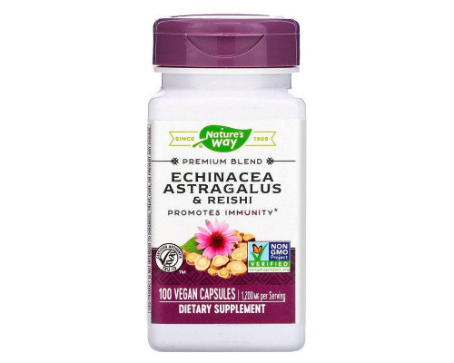 Эхинацея, астрагал и рейши, Echinacea Astragalus & Reishi, Nature's Way, 1200 мг, 100 капсул