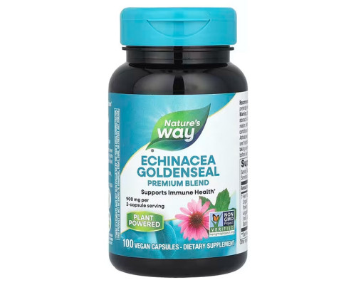 Эхинацея и гидрастис, Echinacea Goldenseal, Nature's Way, 900 мг, 100 веганских капсул