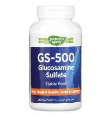 Глюкозамин сульфат, GS-500 Glucosamine Sulfate, Nature's Way, 240 капсул (0,5 г в капсуле)