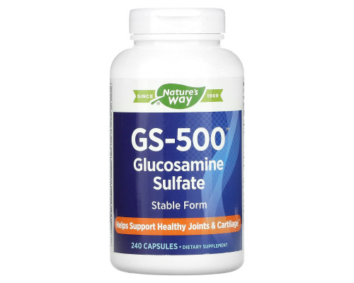 Глюкозамин сульфат, GS-500 Glucosamine Sulfate, Nature's Way, 240 капсул (0,5 г в капсуле)
