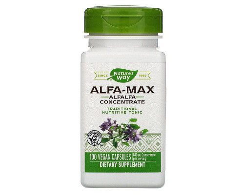 Альфальфа Макс, Alfa-Max, Nature's Way, концентрат, 840 мг, 100 веганских капсул (420 мг на капсулу)