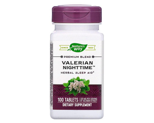 Валериана, Valerian Nighttime, Nature's Way, без привкуса, для сна, 100 таблеток