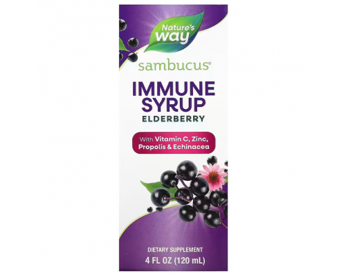 Черная бузина, Sambucus, Immune Syrup, Elderberry, Nature's Way, 120 мл