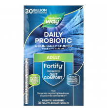 Пробиотики + пребиотики, Fortify, Nature's Way, ежедневные, 30 млрд КОЕ, для взрослых, 30 капсул с отсроченным высвобождением