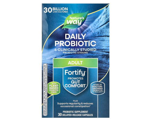 Пробиотики + пребиотики, Fortify, Nature's Way, ежедневные, 30 млрд КОЕ, для взрослых, 30 капсул с отсроченным высвобождением