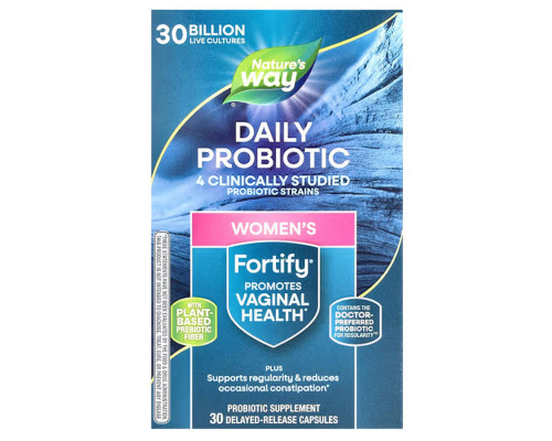 Пробиотики + пребиотик для женщин, Fortify, Nature's Way, повседневный уход, 30 млрд КОЕ, 30 капсул с отсроченным высвобождением