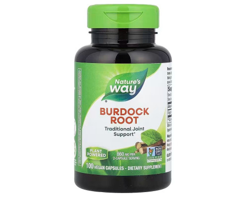 Корень лопуха, Burdock, Nature's Way, 860 мг, 100 веганских капсул (430 мг на капсулу)