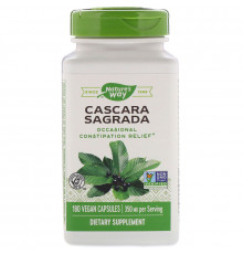 Каскара саграда, Cascara Sagrada, Nature's Way, старая кора, 350 мг, 180 веганских капсул