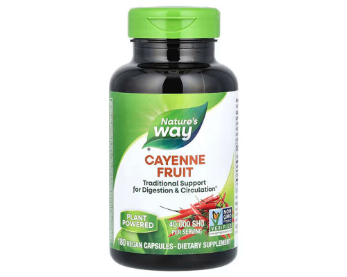 Кайенский перец, Cayenne, Nature's Way, 40,000 SHU/g, 180 веганских капсул