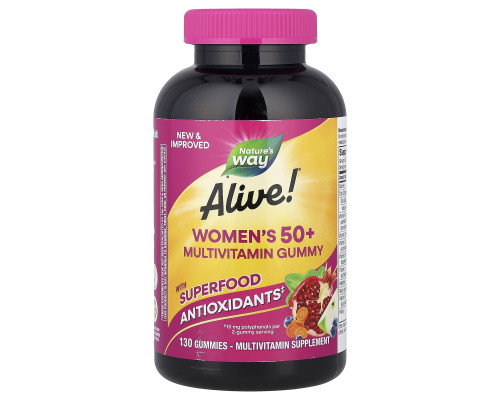 Мультивитамины для женщин после 50, Women's 50+ Gummy Vitamins, Nature's Way, 130 жевательных конфет