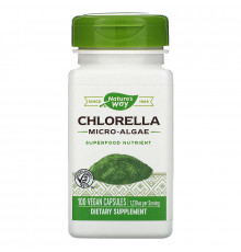 Хлорелла, Chlorella, Nature's Way, микроводоросли, 1230 мг, 100 капсул (410 мг в 1 капсуле)