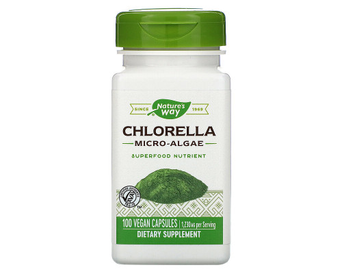 Хлорелла, Chlorella, Nature's Way, микроводоросли, 1230 мг, 100 капсул (410 мг в 1 капсуле)