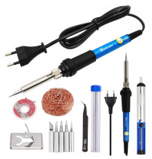 Паяльник 80W (жала I/B/K/2,4D/3C) + пінцет, паяльний дріт, губка grey OEM