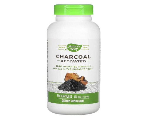 Активированный уголь, Charcoal Activated, Nature's Way, 280 мг, 360 капсул