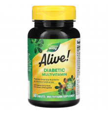 Мультивитамины для диабетиков, Diabetic Multivitamin, Alive!, Nature's Way, 60 таблеток