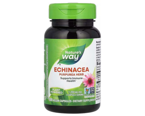 Эхинацея пурпурная, Echinacea Purpurea Herb, Nature's Way, 1200 мг, 100 веганских капсул (400 мг на капсулу)