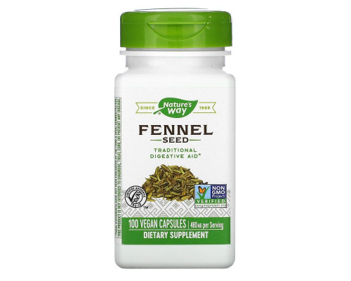 Фенхель, Fennel Seed, Nature's Way, семена, 480 мг, 100 веганских капсул