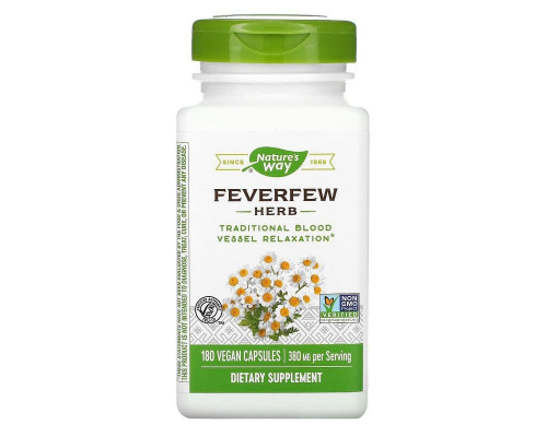 Пиретрум девичий, Feverfews, Nature's Way, трава, 380 мг, 180 веганских капсул