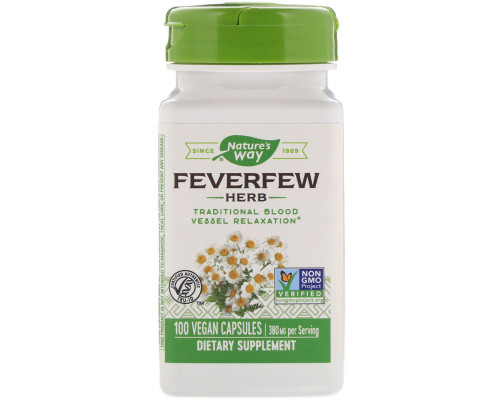 Пиретрум девичий, Feverfew Herb, Nature's Way, 380 мг, 100 веганских капсул