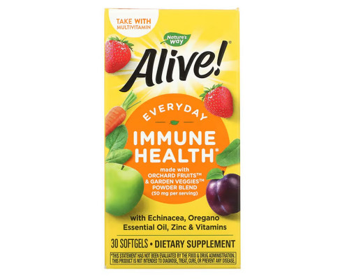 Мультивитамины, поддержка иммунитета, Alive! Immune Health, Nature's Way, 30 гелевых капсул