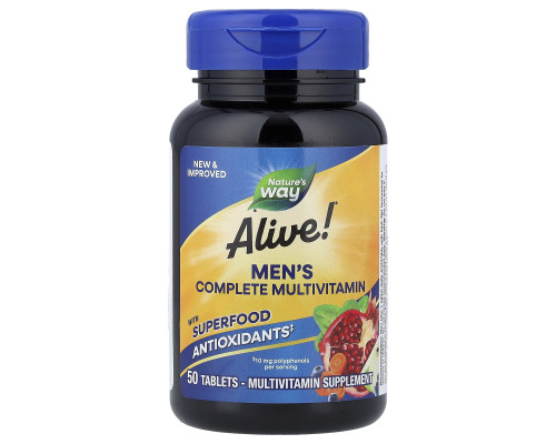Мультивитамины для мужчин, Alive!® Men's Complete Multivitamin, Nature's Way, 50 таблеток