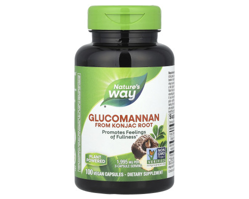 Глюкоманнан коньяка, Glucomannan from Konjac RootGlucomannan Konjac, Nature's Way, 1995 мг, 100 веганских капсул (665 мг на капсулу)