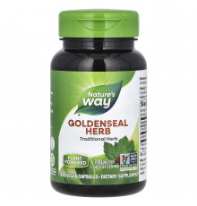 Гидрастис канадский, желтокорень, Goldenseal Herb, Nature's Way, 700 мг, 100 вегетарианских капсул (350 мг в капсуле)