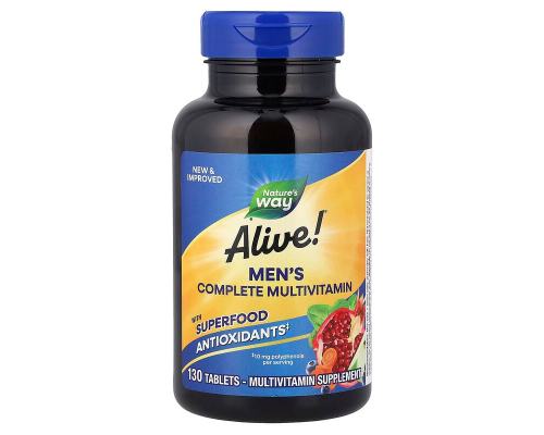 Мультивитамины для мужчин, Alive!® Men's Complete Multivitamin, Nature's Way, полный комплекс, 130 таблеток