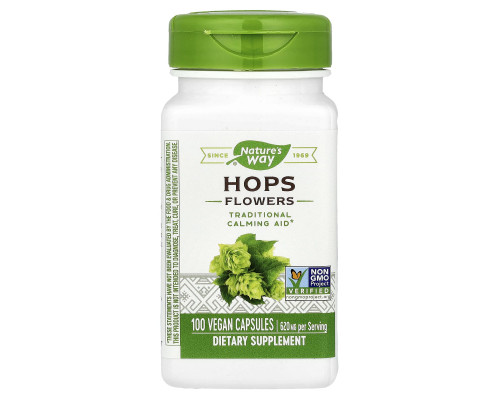 Хмель (цветы), Hops Flowers, Nature's Way, 620 мг, 100 веганских капсул (310 мг в капсуле)