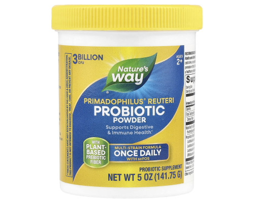 Пробиотики, Primadophilus® Reuteri Probiotic Powder, Nature's Way, порошок, для детей от 2 лет, 3 млрд КОЕ, 141.75 г
