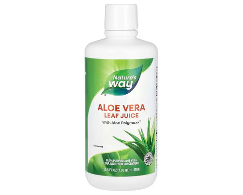 Алоэ вера, сок листьев, Aloe Vera, Nature's Way, без вкуса, 1 литр