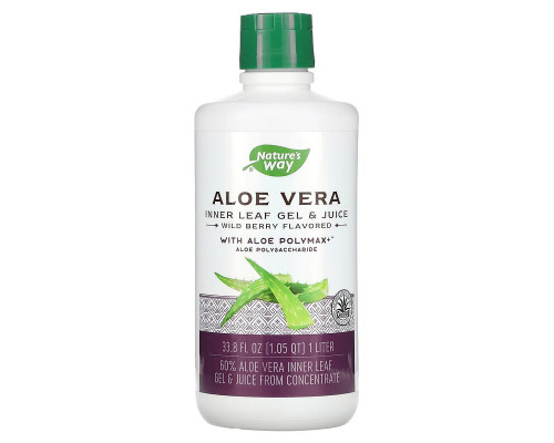 Алоэ вера, Aloe Vera, Nature's Way, гель и сок внутренних листьев с алоэ, дикая ягода, 1 литр