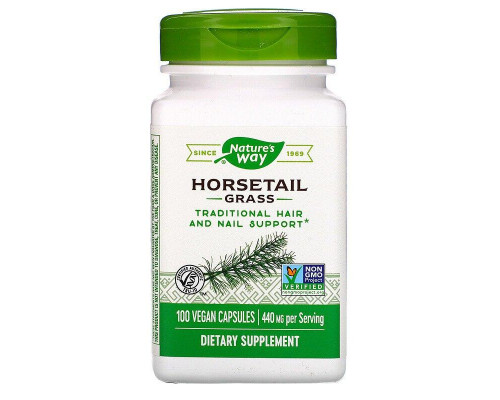 Хвощ, Horsetail Grass, Nature's Way, 440 мг, 100 веганских капсул