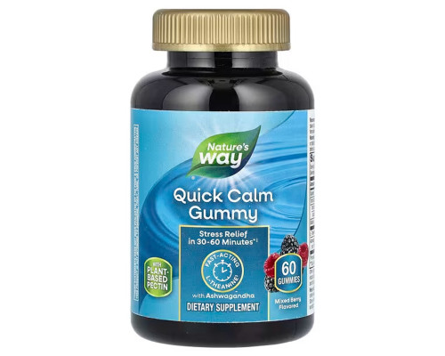 Успокоительное с ашвагандой, Quick Calm Gummy, Nature's Way, со вкусом ягод, 60 жевательных конфет