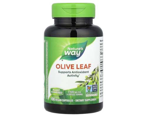 Листья оливы, Olive Leaf, Nature's Way, 1500 мг, 100 веганских капсул (500 мг в капсуле)