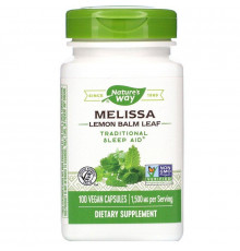 Мелисса, Melissa, Nature's Way, лимонный бальзам, 1500 мг, 100 веганских капсул (500 мг в капсуле)