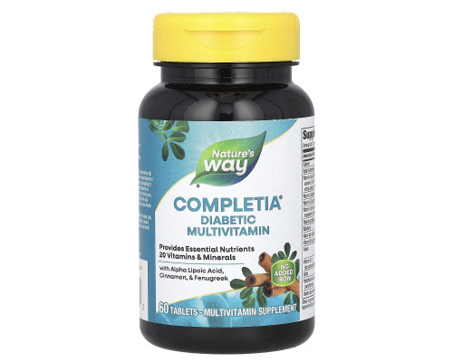 Мультивитамины без железа для диабетиков, Diabetic Complete Multi-Vitamin, Nature's Way, 60 таблеток