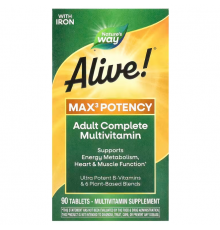 Мультивитамины для взрослых, Adult Complete Multivitamin, Nature's Way, с железом, 90 таблеток