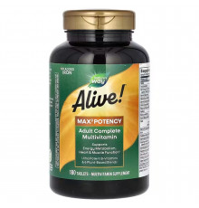Мультивитамины без железа, Alive! Max3 Potency, Nature's Way, 180 таблеток