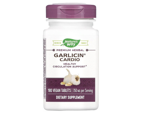 Гарлицин, поддержка сердца, Garlicin, Cardio, Nature's Way, без запаха, 180 таблеток