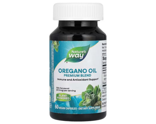 Масло орегано, Oregano Oil, Nature's Way, премиальная смесь, 60 веганских капсул