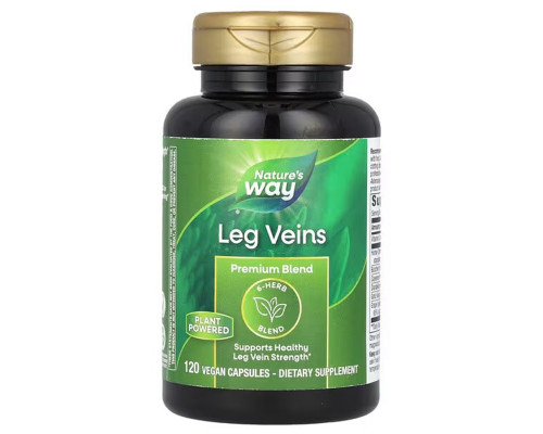 Для поддержки здоровой силы вен ног, Leg Veins, Nature's Way, премиум-смесь, 120 веганских капсул
