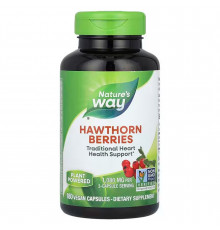 Боярышник, Hawthorn Berries, Nature's Way, ягоды, 1080 мг, 180 веганских капсул (360 мг в капсуле)